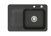 SYSTEMCERAM Einbauspüle Juna 75 Be. Re. Nigra 87 inkl. Excenterbetätigung, für 50 cm Schrankbreite, Einbauspüle Auflage Becken rechts 50120287