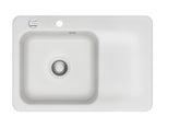SYSTEMCERAM Einbauspüle Juna 75 Be. Li. Satin 20 inkl. Excenterbetätigung, für 50 cm Schrankbreite, Einbauspüle Auflage Becken links 50130220