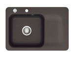 SYSTEMCERAM Einbauspüle Juna 75 Be. Li. Siena 65 inkl. Excenterbetätigung, für 50 cm Schrankbreite, Einbauspüle Auflage Becken links 50130265