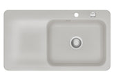 SYSTEMCERAM Einbauspüle Juna 90 Be. Re. Alu 76 inkl. Excenterbetätigung, für 60 cm Schrankbreite, Einbauspüle Auflage Becken rechts 50140276