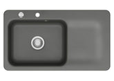 SYSTEMCERAM Einbauspüle Juna 90 Be. Li. Lava 80 inkl. Excenterbetätigung, für 60 cm Schrankbreite, Einbauspüle Auflage Becken links 50150280