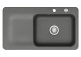 SYSTEMCERAM Einbauspüle Juna 90 Be. Re. Lava 80 inkl. Excenterbetätigung, für 60 cm Schrankbreite, Einbauspüle Auflage Becken rechts 50140280