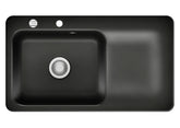 SYSTEMCERAM Einbauspüle Juna 90 Be. Li. Nero 68 inkl. Excenterbetätigung, für 60 cm Schrankbreite, Einbauspüle Auflage Becken links 50150268