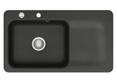 SYSTEMCERAM Einbauspüle Juna 90 Be. Li. Nigra 87 inkl. Excenterbetätigung, für 60 cm Schrankbreite, Einbauspüle Auflage Becken links 50150287