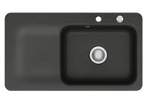 SYSTEMCERAM Einbauspüle Juna 90 Be. Re. Nigra 87 inkl. Excenterbetätigung, für 60 cm Schrankbreite, Einbauspüle Auflage Becken rechts 50140287
