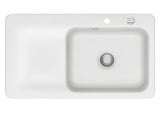 SYSTEMCERAM Einbauspüle Juna 90 Be. Re. Polar 13 inkl. Excenterbetätigung, für 60 cm Schrankbreite, Einbauspüle Auflage Becken rechts 50140213