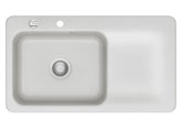 SYSTEMCERAM Einbauspüle Juna 90 Be. Li. Satin 20 inkl. Excenterbetätigung, für 60 cm Schrankbreite, Einbauspüle Auflage Becken links 50150220