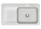 SYSTEMCERAM Einbauspüle Juna 90 Be. Re. Satin 20 inkl. Excenterbetätigung, für 60 cm Schrankbreite, Einbauspüle Auflage Becken rechts 50140220