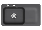 SYSTEMCERAM Einbauspüle Juna 90 Be. Li. Schiefer 85 inkl. Excenterbetätigung, für 60 cm Schrankbreite, Einbauspüle Auflage Becken links 50150285