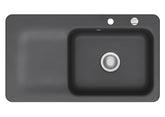 SYSTEMCERAM Einbauspüle Juna 90 Be. Re. Schiefer 85 inkl. Excenterbetätigung, für 60 cm Schrankbreite, Einbauspüle Auflage Becken rechts 50140285