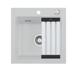 SYSTEMCERAM Einbauspüle Kara 51 Alu 76 inkl. Handbetätigung, für 50 cm Schrankbreite, Einbauspüle mit Medio-Matte Alu Auflage keine Beckenlage 50030176