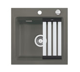SYSTEMCERAM Einbauspüle Kara 51 Lava 80 inkl. Excenterbetätigung, für 50 cm Schrankbreite, Einbauspüle mit Medio-Matte Alu Auflage keine Beckenlage 50030280