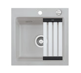 SYSTEMCERAM Einbauspüle Kara 51 Titan 78 inkl. Excenterbetätigung, für 50 cm Schrankbreite, Einbauspüle mit Medio-Matte Alu Auflage keine Beckenlage 50030278
