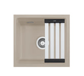 SYSTEMCERAM Einbauspüle Kara 42 U/g Fango 23 inkl. Excenterbetätigung, für 50 cm Schrankbreite, Spüle zum Unterbau mit geschliffener Oberseite, mit Medio-Matte Alu Unterbau keine Beckenlage 54030223