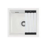 SYSTEMCERAM Einbauspüle Kara 42 U/g Grönland 12 inkl. Excenterbetätigung, für 50 cm Schrankbreite, Spüle zum Unterbau mit geschliffener Oberseite, mit Medio-Matte Alu Unterbau keine Beckenlage 54030212