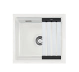 SYSTEMCERAM Einbauspüle Kara 42 U/g Grönland 12 inkl. Excenterbetätigung, für 50 cm Schrankbreite, Spüle zum Unterbau mit geschliffener Oberseite, mit Medio-Matte Alu Unterbau keine Beckenlage 54030212