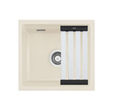 SYSTEMCERAM Einbauspüle Kara 42 U/g Jasmin 19 inkl. Excenterbetätigung, für 50 cm Schrankbreite, Spüle zum Unterbau mit geschliffener Oberseite, mit Medio-Matte Alu Unterbau keine Beckenlage 54030219