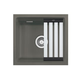 SYSTEMCERAM Einbauspüle Kara 42 U/g Lava 80 inkl. Excenterbetätigung, für 50 cm Schrankbreite, Spüle zum Unterbau mit geschliffener Oberseite, mit Medio-Matte Alu Unterbau keine Beckenlage 54030280