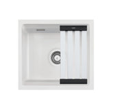 SYSTEMCERAM Einbauspüle Kara 42 U/g Polar 13 inkl. Excenterbetätigung, für 50 cm Schrankbreite, Spüle zum Unterbau mit geschliffener Oberseite, mit Medio-Matte Alu Unterbau keine Beckenlage 54030213
