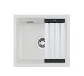 SYSTEMCERAM Einbauspüle Kara 42 U/g Satin 20 inkl. Excenterbetätigung, für 50 cm Schrankbreite, Spüle zum Unterbau mit geschliffener Oberseite, mit Medio-Matte Alu Unterbau keine Beckenlage 54030220