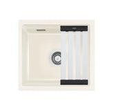SYSTEMCERAM Einbauspüle Kara 51 F/o Magnolie 10 inkl. Excenterbetätigung, für 50 cm Schrankbreite, Spüle zum flächenbündigen Einbau ohne Hahnlochbank, mit Medio- Matte Alu, inkl. 4 x Eckradien R 10 Flächenbündig keine Beckenlage 51030210
