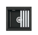 SYSTEMCERAM Einbauspüle Kara 51 F/o Nero 68 inkl. Excenterbetätigung, für 50 cm Schrankbreite, Spüle zum flächenbündigen Einbau ohne Hahnlochbank, mit Medio- Matte Schwarz, inkl. 4 x Eckradien R 10 Flächenbündig keine Beckenlage 51030268