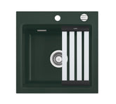 SYSTEMCERAM Einbauspüle Kara 51 F Eibe 56 inkl. Excenterbetätigung, für 50 cm Schrankbreite, Spüle zum flächenbündigen Einbau mit Medio-Matte Alu, inkl. 4 x Eckradien R 10 Auflage keine Beckenlage 55030256
