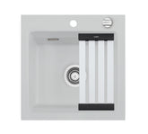 SYSTEMCERAM Einbauspüle Kara 51 F Alu 76 inkl. Excenterbetätigung, für 50 cm Schrankbreite, Spüle zum flächenbündigen Einbau mit Medio-Matte Alu, inkl. 4 x Eckradien R 10 Auflage keine Beckenlage 55030276