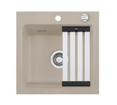 SYSTEMCERAM Einbauspüle Kara 51 F Fango 23 inkl. Excenterbetätigung, für 50 cm Schrankbreite, Spüle zum flächenbündigen Einbau mit Medio-Matte Alu, inkl. 4 x Eckradien R 10 Auflage keine Beckenlage 55030223
