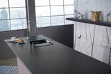 SYSTEMCERAM Einbauspüle Kara 57 F Magnolie 10 inkl. Handbetätigung, für 60 cm Schrankbreite, Spüle zum flächenbündigen Einbau mit Medio-Matte Alu, inkl. 4 x Eckradien R 10 Auflage keine Beckenlage 55020110