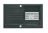 SYSTEMCERAM Einbauspüle Kara 85 Eibe 56 inkl. Handbetätigung, für 60 cm Schrankbreite, Einbauspüle mit Medio-Matte Alu Auflage reversibel 50000156