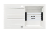 SYSTEMCERAM Einbauspüle Kara 85 F Grönland 12 inkl. Excenterbetätigung, für 60 cm Schrankbreite, Spüle zum flächenbündigen Einbau mit Medio-Matte Alu, inkl. 4 x Eckradien R 10 Auflage reversibel 55000212