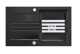 SYSTEMCERAM Einbauspüle Kara 85 F Nero 68 inkl. Excenterbetätigung, für 60 cm Schrankbreite, Spüle zum flächenbündigen Einbau mit Medio-Matte Schwarz, inkl. 4 x Eckradien R 10 Auflage reversibel 55000268