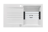 SYSTEMCERAM Einbauspüle Kara 85 F Satin 20 inkl. Excenterbetätigung, für 60 cm Schrankbreite, Spüle zum flächenbündigen Einbau mit Medio-Matte Alu, inkl. 4 x Eckradien R 10 Auflage reversibel 55000220