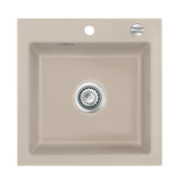 SYSTEMCERAM Einbauspüle Mera 51 F Fango 23 inkl. Excenterbetätigung, für 50 cm Schrankbreite, Spüle zum flächenbündigen Einbau, inkl. 4 x Eckradien R 10 Auflage keine Beckenlage 55010223