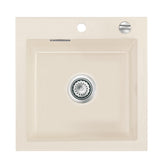 SYSTEMCERAM Einbauspüle Mera 51 F Magnolie 10 inkl. Excenterbetätigung, für 50 cm Schrankbreite, Spüle zum flächenbündigen Einbau, inkl. 4 x Eckradien R 10 Auflage keine Beckenlage 55010210
