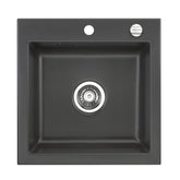 SYSTEMCERAM Einbauspüle Mera 51 F Schiefer 85 inkl. Excenterbetätigung, für 50 cm Schrankbreite, Spüle zum flächenbündigen Einbau, inkl. 4 x Eckradien R 10 Auflage keine Beckenlage 55010285