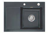 SYSTEMCERAM Einbauspüle Mera 70 Be. Re. Schiefer 85 inkl. Excenterbetätigung, für 45 cm Schrankbreite, Einbauspüle Auflage Becken rechts 50580285