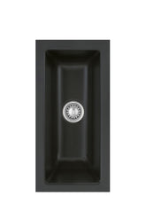 SYSTEMCERAM Einbauspüle Mera 16 U/g Nigra 87 inkl. Handbetätigung, für 30 cm Schrankbreite, Spüle zum Unterbau mit geschliffener Oberseite Unterbau keine Beckenlage 54460187