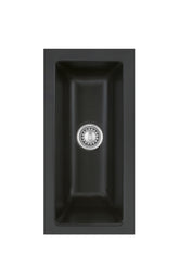 SYSTEMCERAM Einbauspüle Mera 24 F/o Nigra 87 inkl. Handbetätigung, für 30 cm Schrankbreite, Spüle zum flächenbündigen Einbau ohne Hahnlochbank, nicht verschließbar, inkl. 4 x Eckradien R 10 Flächenbündig keine Beckenlage 51460187