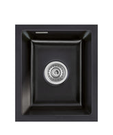 SYSTEMCERAM Einbauspüle Mera 32 U/g Nero 68 inkl. Excenterbetätigung, für 45 cm Schrankbreite, Spüle zum Unterbau mit geschliffener Oberseite Unterbau keine Beckenlage 54610268