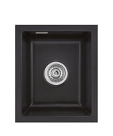 SYSTEMCERAM Einbauspüle Mera 32 U/g Nigra 87 inkl. Excenterbetätigung, für 45 cm Schrankbreite, Spüle zum Unterbau mit geschliffener Oberseite Unterbau keine Beckenlage 54610287