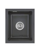 SYSTEMCERAM Einbauspüle Mera 32 U/g Schiefer 85 inkl. Handbetätigung, für 45 cm Schrankbreite, Spüle zum Unterbau mit geschliffener Oberseite Unterbau keine Beckenlage 54610185