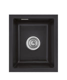 SYSTEMCERAM Einbauspüle Mera 39 F/o Nigra 87 inkl. Handbetätigung, für 40 cm Schrankbreite, Spüle zum flächenbündigen Einbau ohne Hahnlochbank, inkl. 4 x Eckradien R 10 Flächenbündig keine Beckenlage 51610187