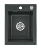SYSTEMCERAM Einbauspüle Mera 39 F Eibe 56 inkl. Handbetätigung, für 40 cm Schrankbreite, Spüle zum flächenbündigen Einbau, inkl. 4 x Eckradien R 10 Auflage keine Beckenlage 55610156