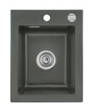 SYSTEMCERAM Einbauspüle Mera 39 F Lava 80 inkl. Handbetätigung, für 40 cm Schrankbreite, Spüle zum flächenbündigen Einbau, inkl. 4 x Eckradien R 10 Auflage keine Beckenlage 55610180