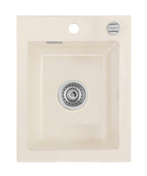 SYSTEMCERAM Einbauspüle Mera 39 F Magnolie 10 inkl. Excenterbetätigung, für 40 cm Schrankbreite, Spüle zum flächenbündigen Einbau, inkl. 4 x Eckradien R 10 Auflage keine Beckenlage 55610210