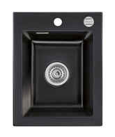 SYSTEMCERAM Einbauspüle Mera 39 F Nero 68 inkl. Excenterbetätigung, für 40 cm Schrankbreite, Spüle zum flächenbündigen Einbau, inkl. 4 x Eckradien R 10 Auflage keine Beckenlage 55610268