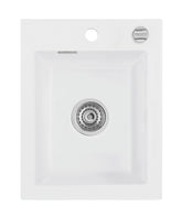 SYSTEMCERAM Einbauspüle Mera 39 F Polar 13 inkl. Excenterbetätigung, für 40 cm Schrankbreite, Spüle zum flächenbündigen Einbau, inkl. 4 x Eckradien R 10 Auflage keine Beckenlage 55610213