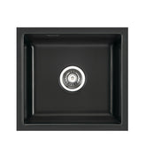 SYSTEMCERAM Einbauspüle Mera 42 U / g Nero 68 inkl. Excenterbetätigung, für 50 cm Schrankbreite, Spüle zum Unterbau mit geschliffener Oberseite Unterbau keine Beckenlage 54010268